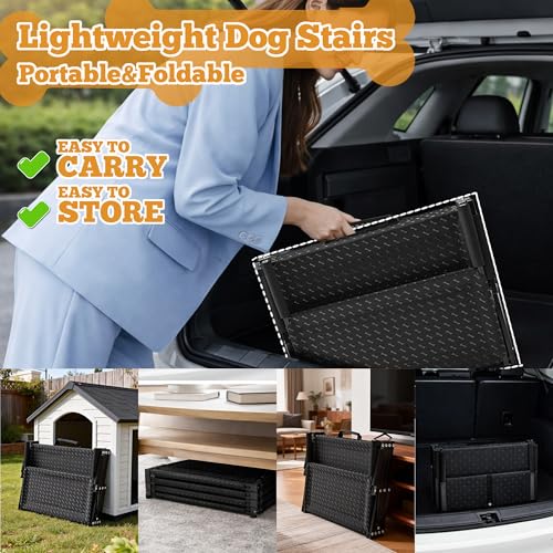 Extra Wide Dog Stairs for Car (Upgraded Wide 5 Steps)