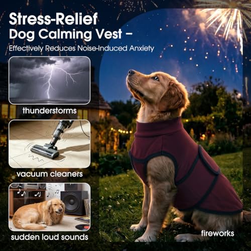Adjustable Calming Vest Shirt for Dogs from Loud Noises (Red / X-Small(Chest Girth:18.1"))