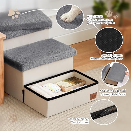 Dog Stairs for High Bed (Grey / 29.5" X 17" X 17.7" H)