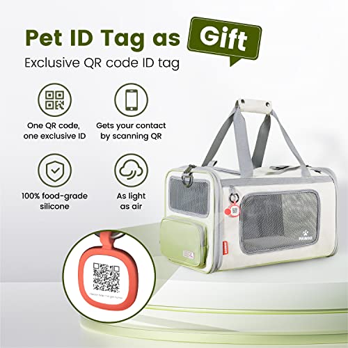 Cat Carrier Airline Approved Expandable Breathable Safety Leash (Beige and Tea Green)
