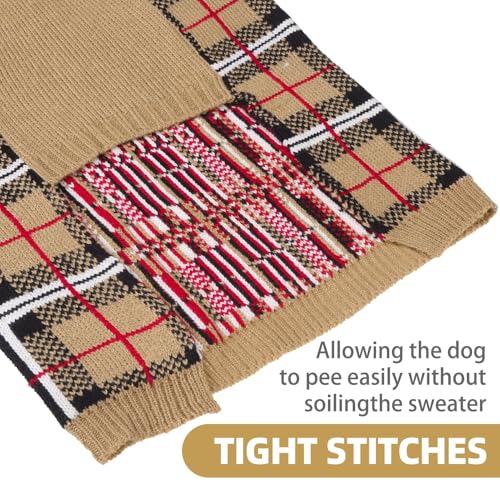 Dog Sweaters for Large Medium Small Dogs (M/L - Chest 25", Back 18" / Cream)