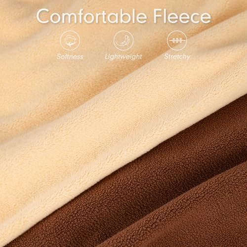 2 Pack Fleece Dog Sweater Pullover Lightweight Reflective Jacket (Medium / Brown & Khaki)