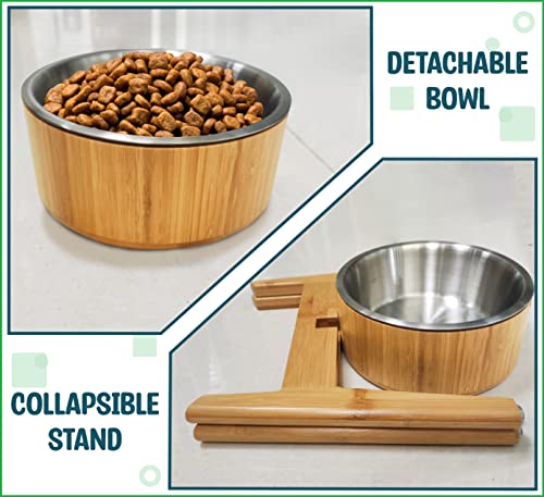 Elevated Dog Bowl for Mid (Height: 12" Bowl: 8" / Bamboo-N12)