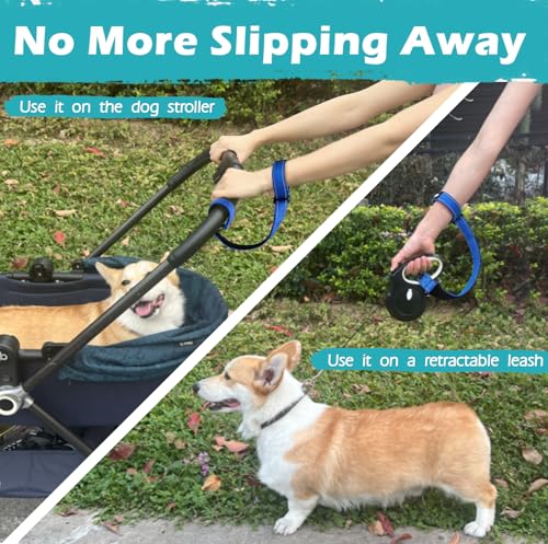 Dog Leash Wrist Strap with Lockable Clip for Dog Retractable Leash (Blue / 1 Pack)
