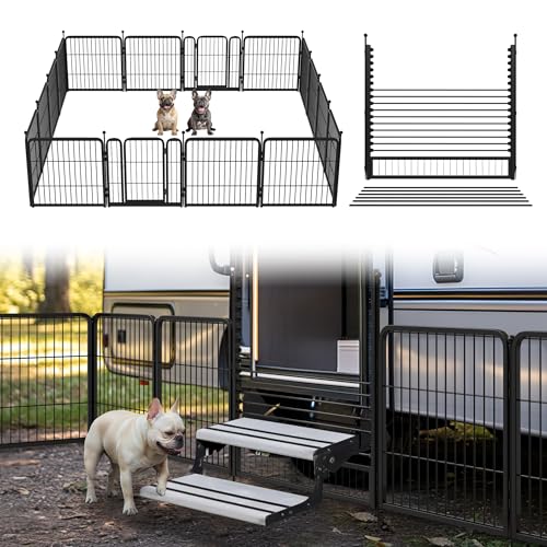 Rollick Dog Playpen with RV Step Grid (Black / 24"H)