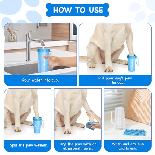 Paw Cleaner with Handle for Large Dogs and Pets (Large with Handle / Blue)