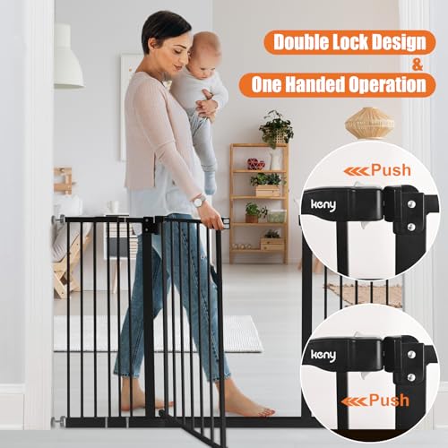 29" 47.3" Extra Wide Baby Gate for Stairs (Black / 29-47.3"Wide, 30"Tall)
