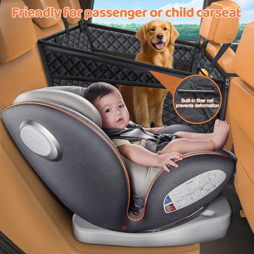Hard Bottom Dog Car Seat for Back Seat (Carbon Black / Standard - 54" Length)