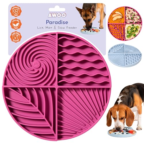 Paradise Dog Lick Mat for Slow Feeding & Anxiety (Fuschia)