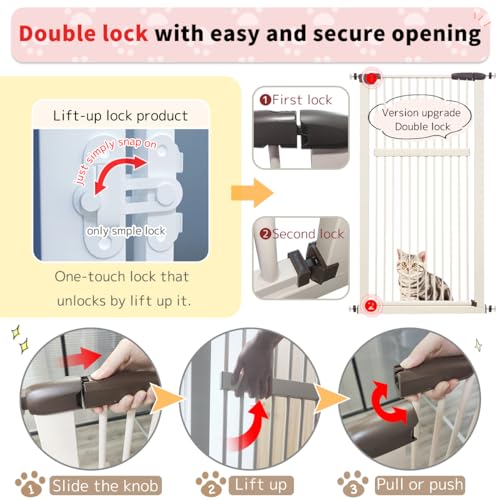 55.12" Extra Tall Pet Gate for Cat Dog 63.39" (55.12" H-cream / 63.39"-67.90" W)