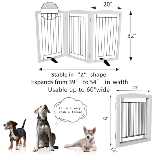 Freestanding Dog Fence Indoor (White / 【3 Panels】60''w x 32''h)