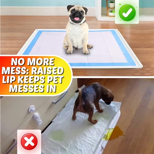 Dog Pee Pad Holder Tray Fits for 28” x 34” Pee Pads (34 x 28 Inches / White)