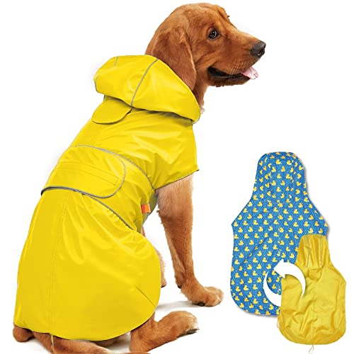 Dog Raincoat Waterproof Dog Rain Jacket for Small to 3X (Yellow / Large)