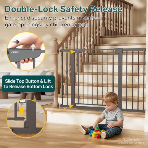 30 48 in Baby Gate for Stairs (Cool Gray / 30-48"W x 30.5"H)