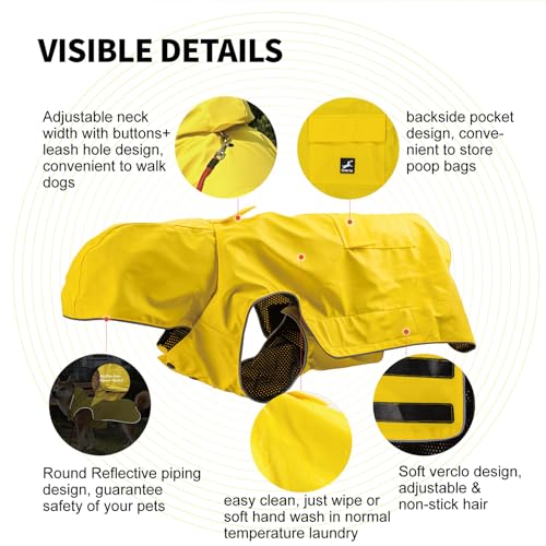 Dog Raincoat Waterproof Reflective Jacket (Small / Yellow)