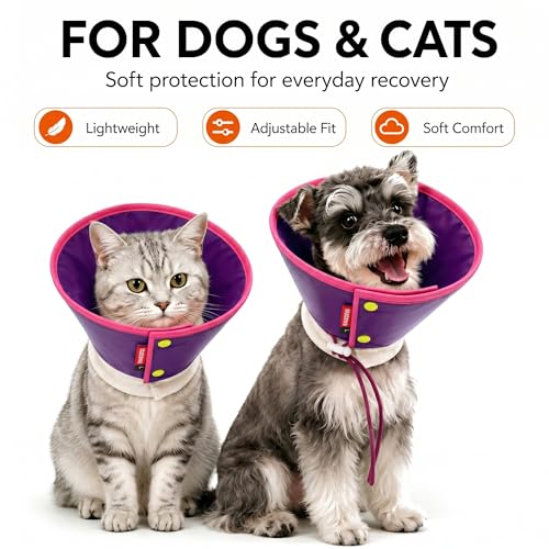Soft Dog Cone Collar for Dogs & Cats (Purple / XS)