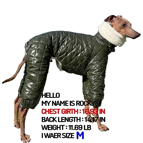 D Doggy Star Italian Greyhound Snowsuit Winter Thick Padded Coat Warm Outfits Jacket Turtleneck Clothes Whippet for Dog (S / Snowsuit Khaki)
