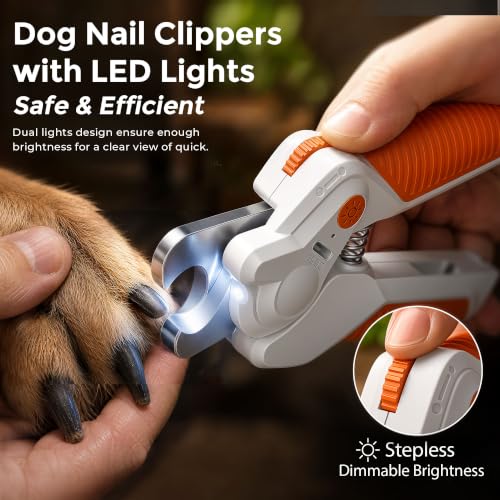 Dog Nail Clippers ＆ Trimmer with Light (Orange)