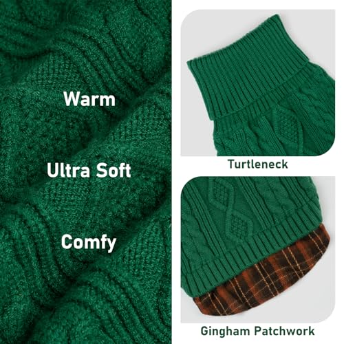 Dog Sweater for Small Dogs Turtleneck Thick Knit Pullover (Small (4-7lbs) / 10# Green)