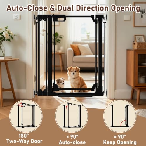40" Extra Tall Clear Acrylic Dog Gate 48.42 (Black / 48.42-57.08"W x 40"H)