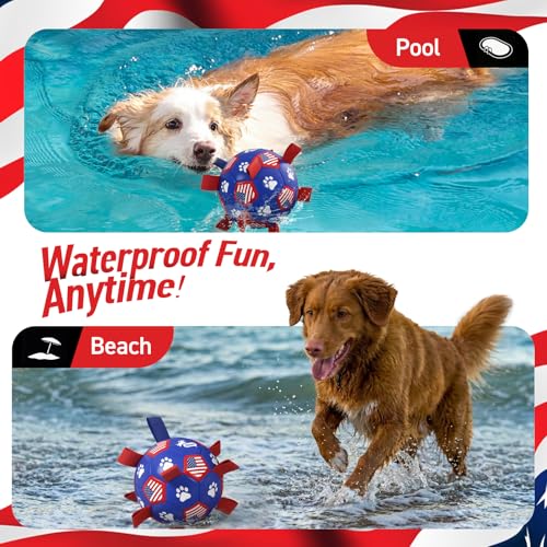 Dog Toys Soccer Ball with Straps (Flag / 8 Inch)