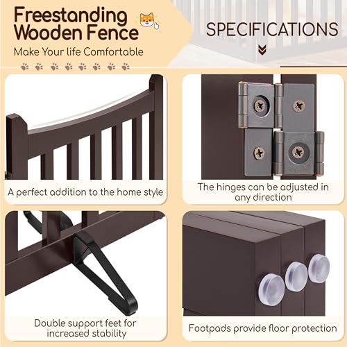 Freestanding Wooden Dog Gate (Espresso / 60" W x 36" H)