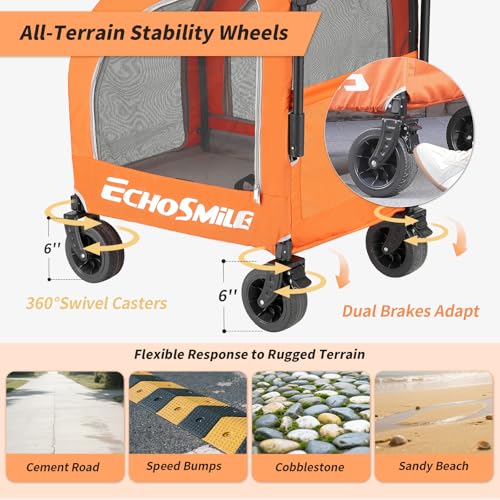 4 Wheel Pet Stroller for Dogs & Cats (Orange)
