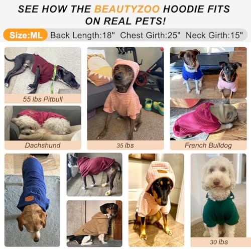Dog Hoodies Sweater for Medium Dogs (Purple / M/L (Back: 18",Chest: 25", Neck: 15"))
