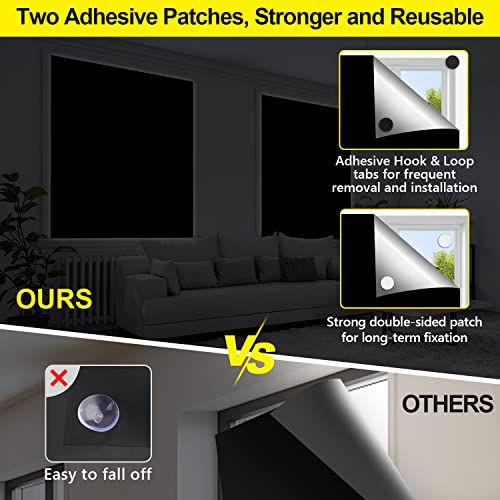 100% Blackout Curtains 2 Pack (Black / 57"W x 40"H (Pack of 2))