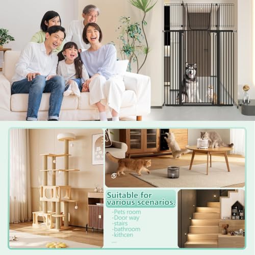 71 Extra Tall Cat Gate for Doorway (Black / 71"H,30-49.7"W-Black)