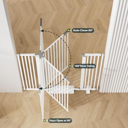 51'' Extra Wide Cat Gate Barrier 30 (White-51"tall / 30''-62.99'' Wide)