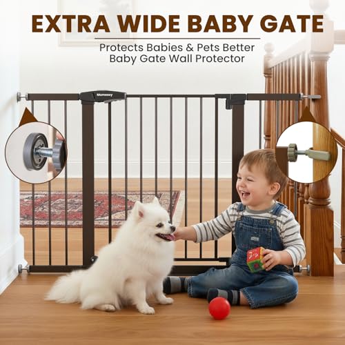 29.7 48" Baby Gate for Stairs (Brown / 29.7-48"W x 28"H)