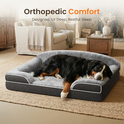 Orthopedic Dog Bed for Giant&Multiple Dogs (Dark Grey / 53.0"L x 42.0"W x 8.0"Th)