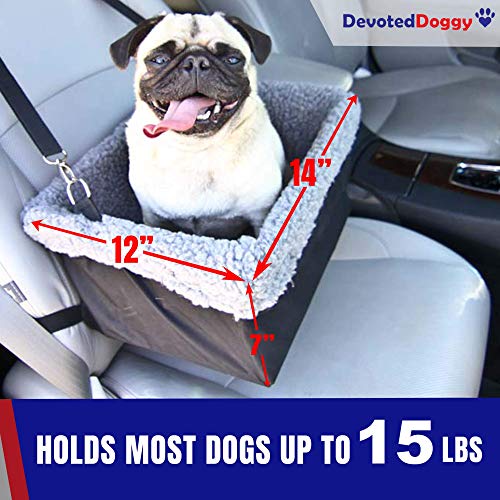 Deluxe Dog Car Seat Fits Pets up to 15lbs (Black-Grey)