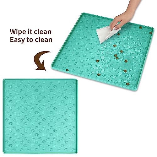 Pet Placemat for Dog and Cat (11.8"L x 11.8"W / Green)