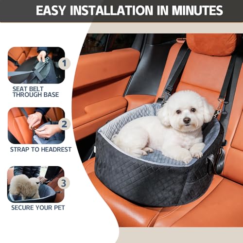 Dog Car Seat for Small Dogs Up to 30 lbs (Blackish-Gray / S)