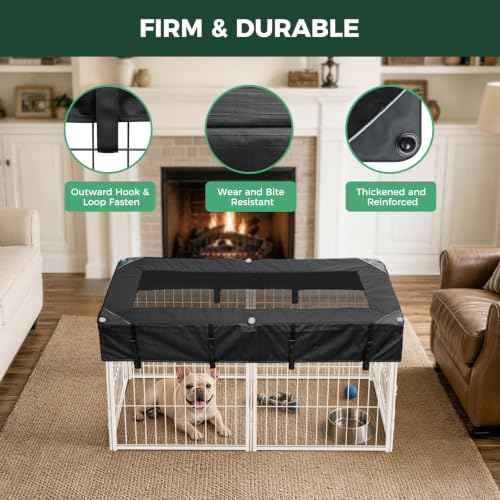Homeplus Indoor Dog Playpen with Mesh Top Cover (White / 24"H)