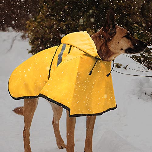 Dog Raincoat Hooded Reflective Dog Rain Jacket Adjustable Pet Poncho for Dog Walking at Rainy Days (Yellow / Large)