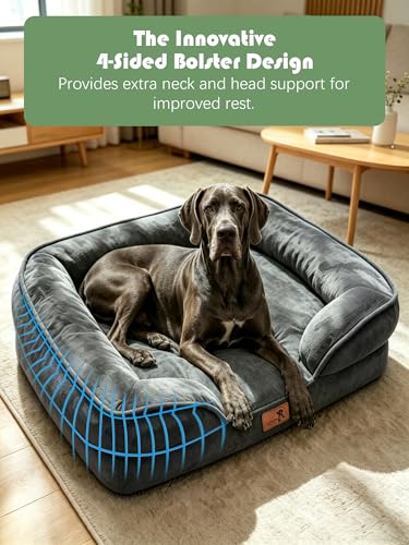 Orthopedic Dog Bed with Sides (53.0"L x 42.0"W x 8.0"Th / Dark Grey)