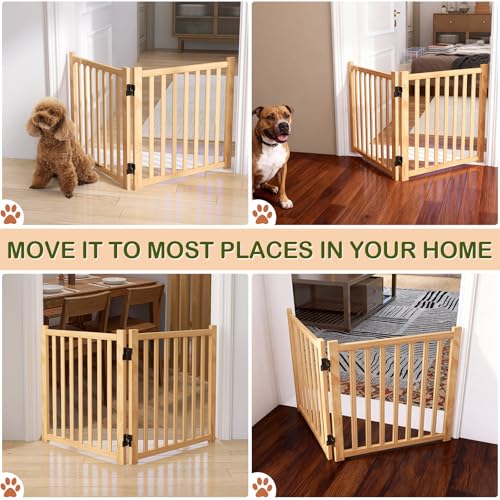 Freestanding Wooden Dog Gate Indoor (【(2Pcs)2 Panels】H:23'')