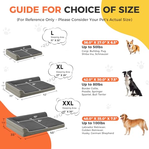 XXL Orthopedic Dog Bed (48.0"L x 35.0"W x 7.5"Th / Olive Green)