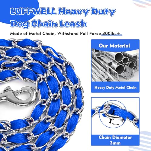 Metal Chain Dog Leash Chew Proof for Dogs (Blue / 6FT 3.0mm (Medium dogs))