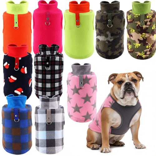 10 Pack X Large Dog Sweater Fleece Pet Dog Plaid Clothes Winter (X-L / Bright)