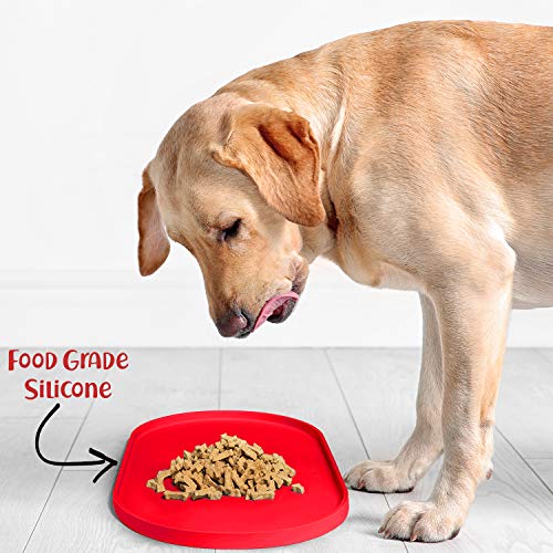 Dog Food Mat Waterproof Dog Bowl Mat (19x11 Inch (Pack of 1) / Red)