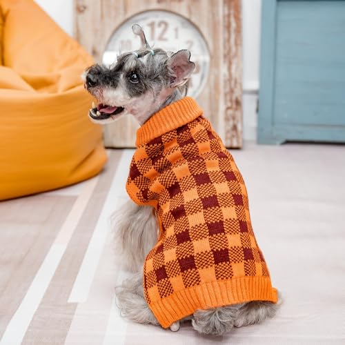 Dog Sweaters for Large Medium Small Dogs (XS - Chest 15", Back 10" / Orange)
