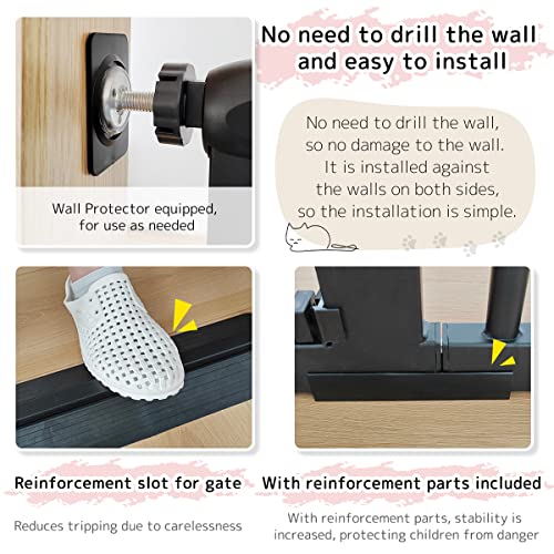 61.02" Extra Tall Pet Gate for Cat Dog 63.39" (61.02" H-black / 63.39"-67.90" W)