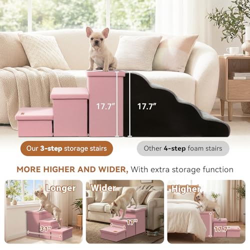 Dog Stairs with Storage (Pink No Condo / 3)