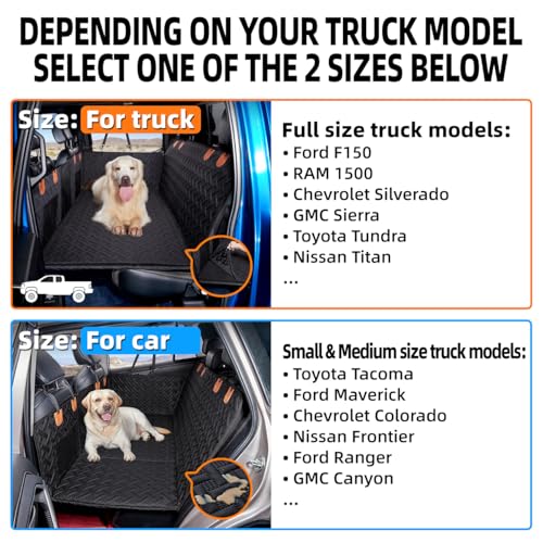 Dog Car Seat Cover for Back Seat (Black with Removable Surface / XL-for Full Size Truck)