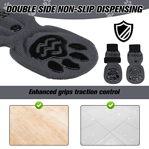 6PCS Anti Slip Dog Socks to Prevent Licking Paws (X-large (6 Count) / Black and Grey)