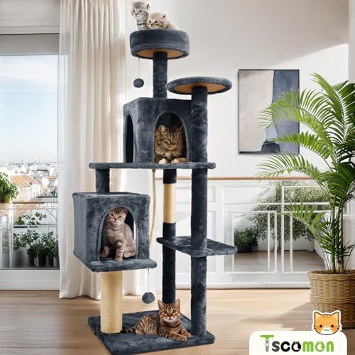 58.5inch Large Cat Tree Tower Condo for Indoor Cats (58.5in / Black Grey)